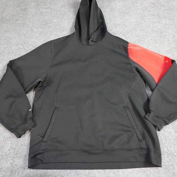 Nike Therma Fit Hoodie M Black Red Tri-Bolt Logo Pro Revolution Y2K - Picture 1 of 10